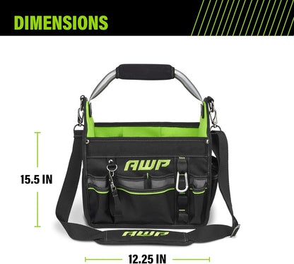 AWP Tool Bags, Premium Tool Bag, Black, Durable Tool Tote, for Professionals and Contractors