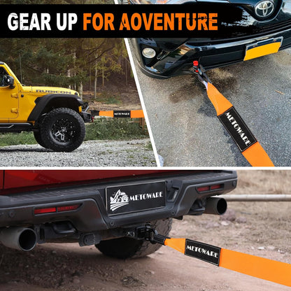 METOWARE Recovery Tow Strap Kit 3" x 20ft, Heavy Duty Recovery Strap 35,000lbs Break Strength with 3/4" D Ring Shackles(2pcs) & Storage Bag, Emergency Off Road Towing Rope for SUV, UTV, ATV, Truck