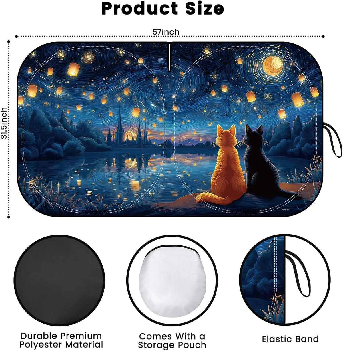 Iridescent Sun Shade for Car Windshield, Foldable Universal Car Windshield Upgrade Sunshade Enhanced UV Rays Reflective Sun Visor Shade Keeps Vehicle Cool