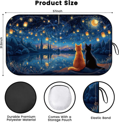 Iridescent Sun Shade for Car Windshield, Foldable Universal Car Windshield Upgrade Sunshade Enhanced UV Rays Reflective Sun Visor Shade Keeps Vehicle Cool