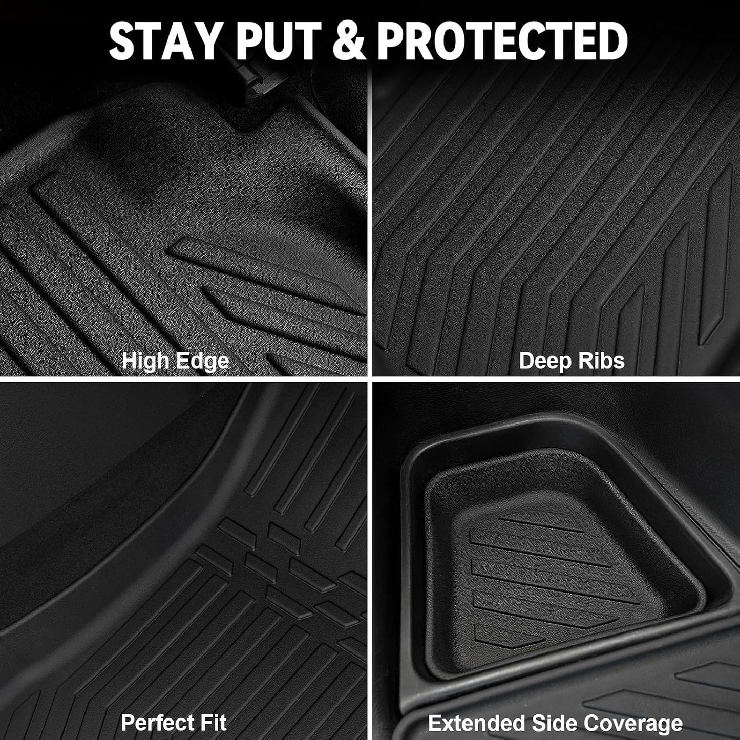Floor Mats for Jeep Cherokee 2019-2023, All Weather Floor Mats Trunk Cargo Liner with Backrest Protectors and Door Sill Guards Accessories, Full Coverage Set