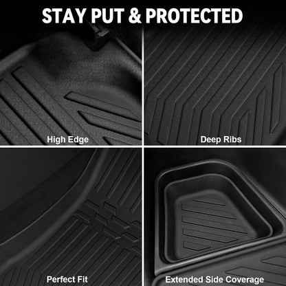 Floor Mats for Jeep Cherokee 2019-2023, All Weather Floor Mats Trunk Cargo Liner with Backrest Protectors and Door Sill Guards Accessories, Full Coverage Set