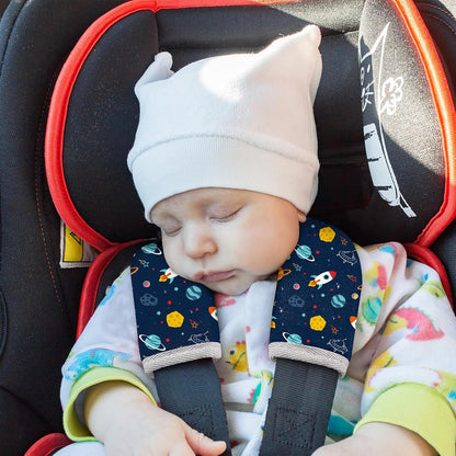 Seat Belt Cover Pad for Baby, Soft Seatbelt Cushion Covers for Kids 2Pcs Car Seat Strap Shoulder Pads for All Car Seats, Stroller, High Chair,Blue Dinosaur