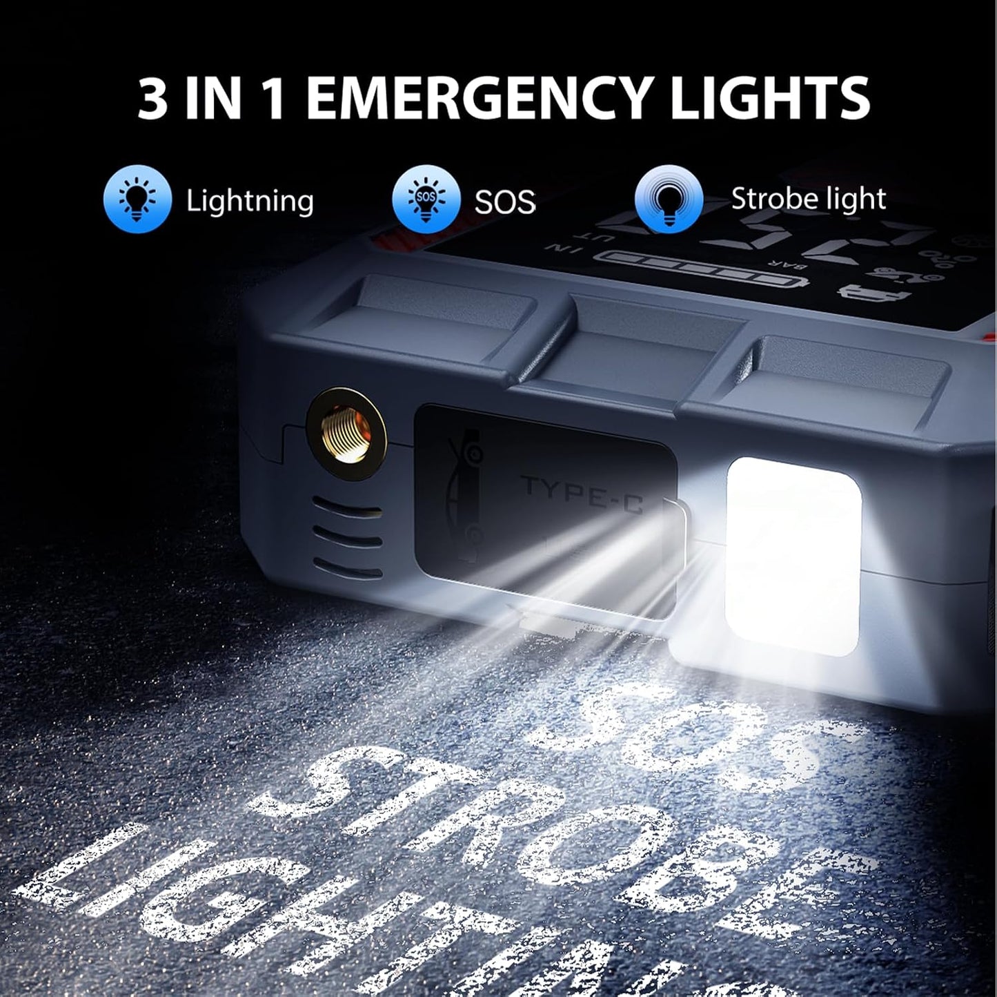 8000A Jump Starter with Air Inflator/Deflator Compressor, 65W Charging Car Battery Jump Starter (All Gas/16L Diesel), 24800mAh 150PSI Battery Jumper Starter Portable, Jump Box Jump Pack with LED Light