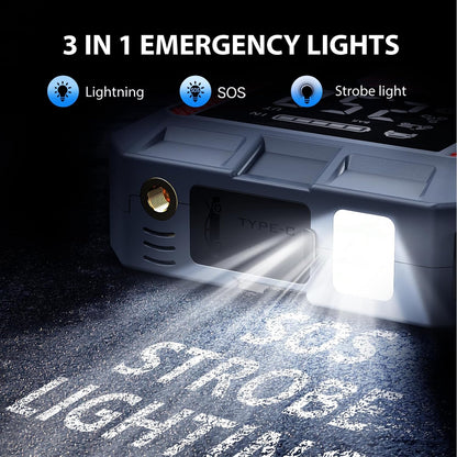 8000A Jump Starter with Air Inflator/Deflator Compressor, 65W Charging Car Battery Jump Starter (All Gas/16L Diesel), 24800mAh 150PSI Battery Jumper Starter Portable, Jump Box Jump Pack with LED Light