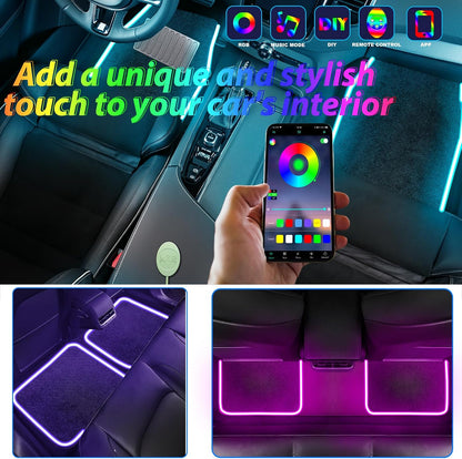 Soft Car Floor Mats With Led Strip Light, Universal Fit Black Automotive Carpet, App Control Interior Car Lights Floor Mats, Anti-Slip Waterproof RGB Car Decor Accessories For SUV, Trucks, Sedan,Jeeps