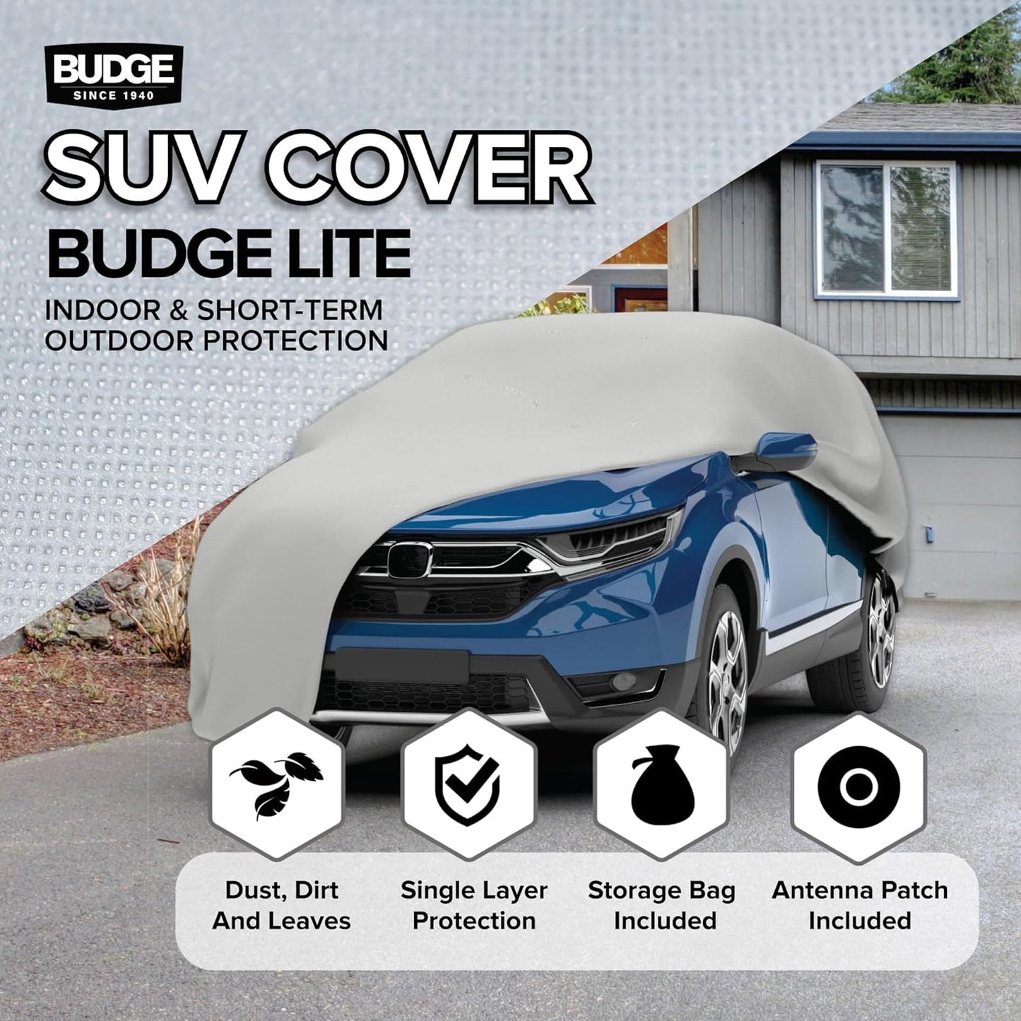 Budge Lite Car Cover, Indoor Protection, Breathable Dustproof Cover, Fits Mid-Size Sedans up to 200 Inches, Gray, Size 3