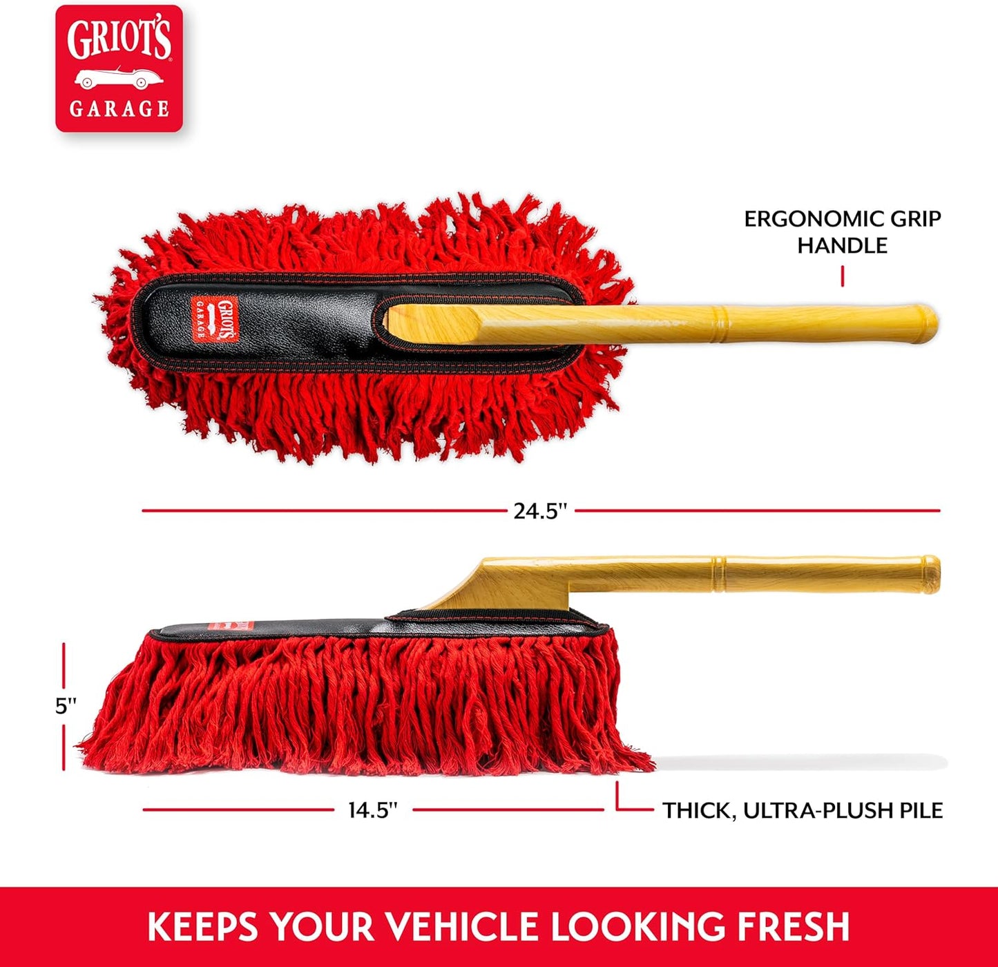 Griot's Garage Microfiber Mini Duster for Car Interior Cleaning and Detailing, Cleans Paint, Glass, Chrome, and Trim, Storage Bag Included, 11412