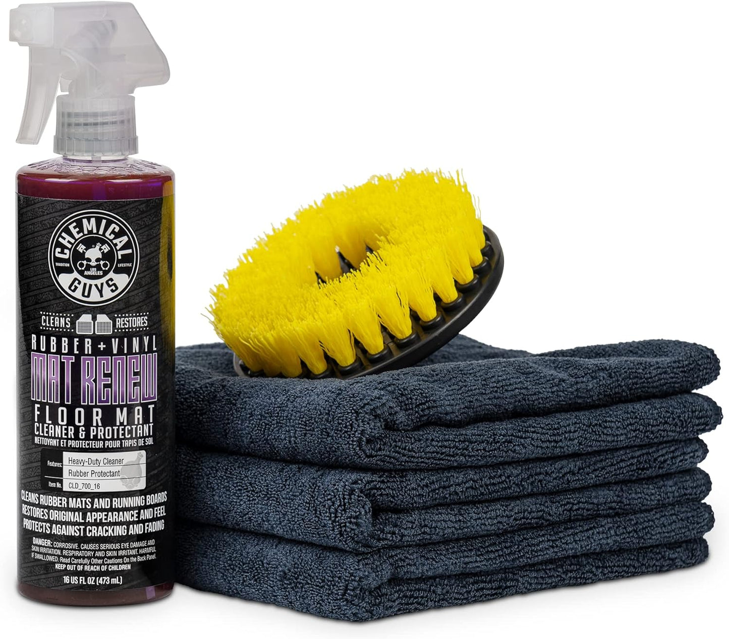 Chemical Guys Mat Renew Rubber and Vinyl Car Floor Mat Cleaner & Protectant - Cleans & Restores Rubber Liners, Running Boards, Safe for Cars, Trucks, SUVs, and More - 16 oz