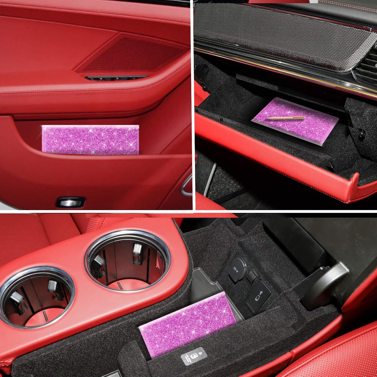 TOURSUIT Car Registration and Insurance Card Holder, Vehicle License Document Glove Box Compartment Organizer, Interior Car Accessories for Women Men (Carbon Fiber Black)