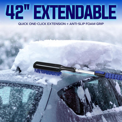 Snow Joe 45" Multi-Purpose Ice Scraper and Extendable Snow Brush for Car Windshield with Foam Grip and 360-Degree Pivoting Brush Head, SJEG-SB45S