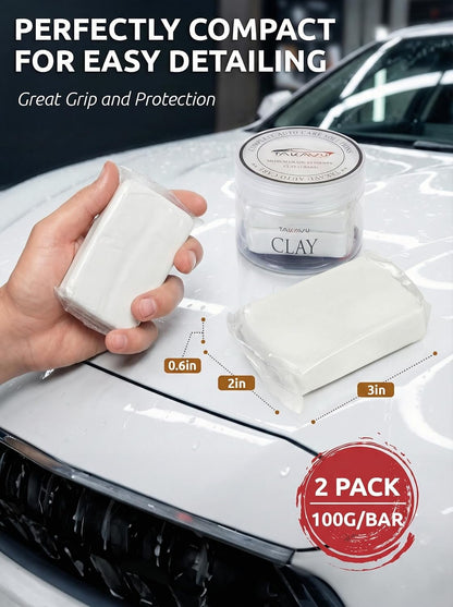 Car Clay Bars Auto Detailing 2 Pack 100g by TAKAVU, Premium Medium Grade Material, Auto Detailing Magic Clay Bar Cleaner for Cleaning Cars, RV, Boats and Bus (Red)