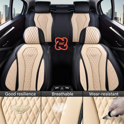 Coverado Seat Covers, Car Seat Covers Full Set, Black Car Seat Cover, Car Seat Covers Front Seats Back Seat Cover, Waterproof Car Seat Cushion, Leather Seat Covers Seat Protector Fit for Most Cars