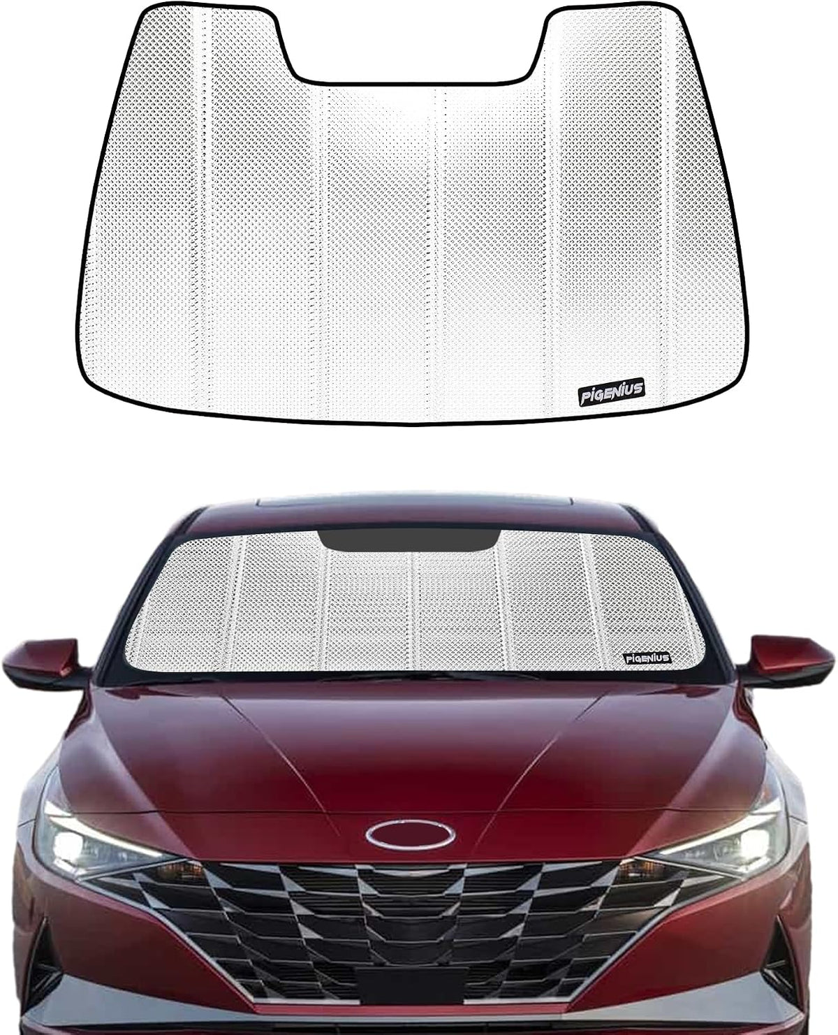 Pigenius Windshield Sun Shade for Hyundai Elantra 2021-2026 Elantra N 2023-2025, Reversible Silver/Black