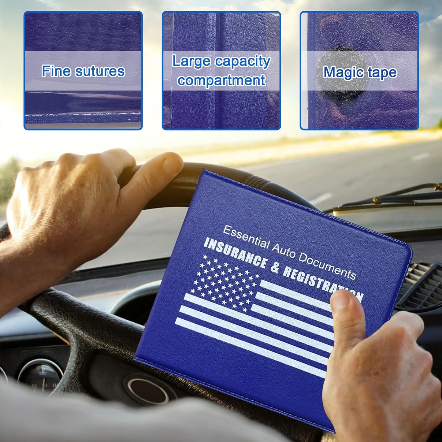 Ziciner Car Registration Insurance Holder, 2Pack Essential Auto Card Document Glove Box Organizer with Touch Fastener, Vehicle Interior Accessories Perfect for Most Car, Truck, SUV (Red/Small Car)