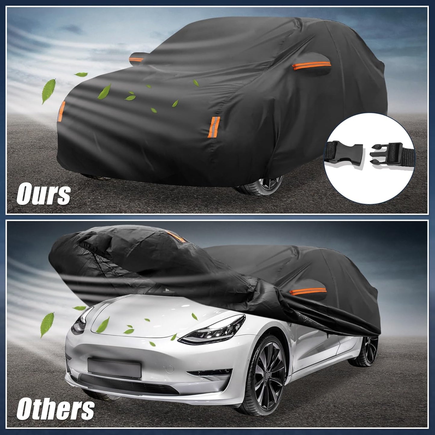X AUTOHAUX Car Cover for Honda Civic Sedan/Coupe 210D-PU Outdoor Full Car Cover All Weather with Door Zipper for Waterproof Windproof Sun Rain Snow Protection