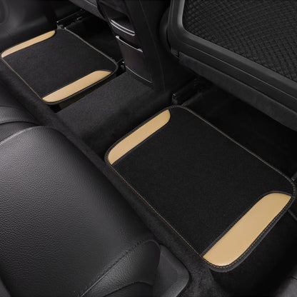 CAR PASS Rainbow Waterproof Universal Fit Faux Leather Car Carpet- Anti-Slip Nibbed Backing Floor Mats for SUV, Vans,Sedans,Trucks, Automotive Set of 4 for Women (Black with Red)