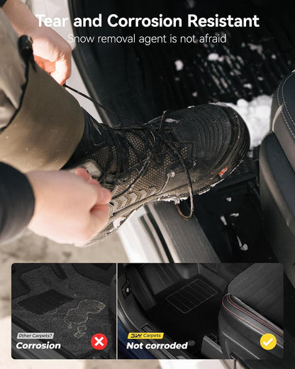 3W Floor Mats & Cargo Liner Fit for 2021 2022 2023 2024 2025 2026 Chevy Tahoe/GMC Yukon/Cadillac Escalade 7 Seat, TPE All Weather Custom Fit Car Accessories Heavy Duty Rubber Full Set Trunk Mats - Colors A