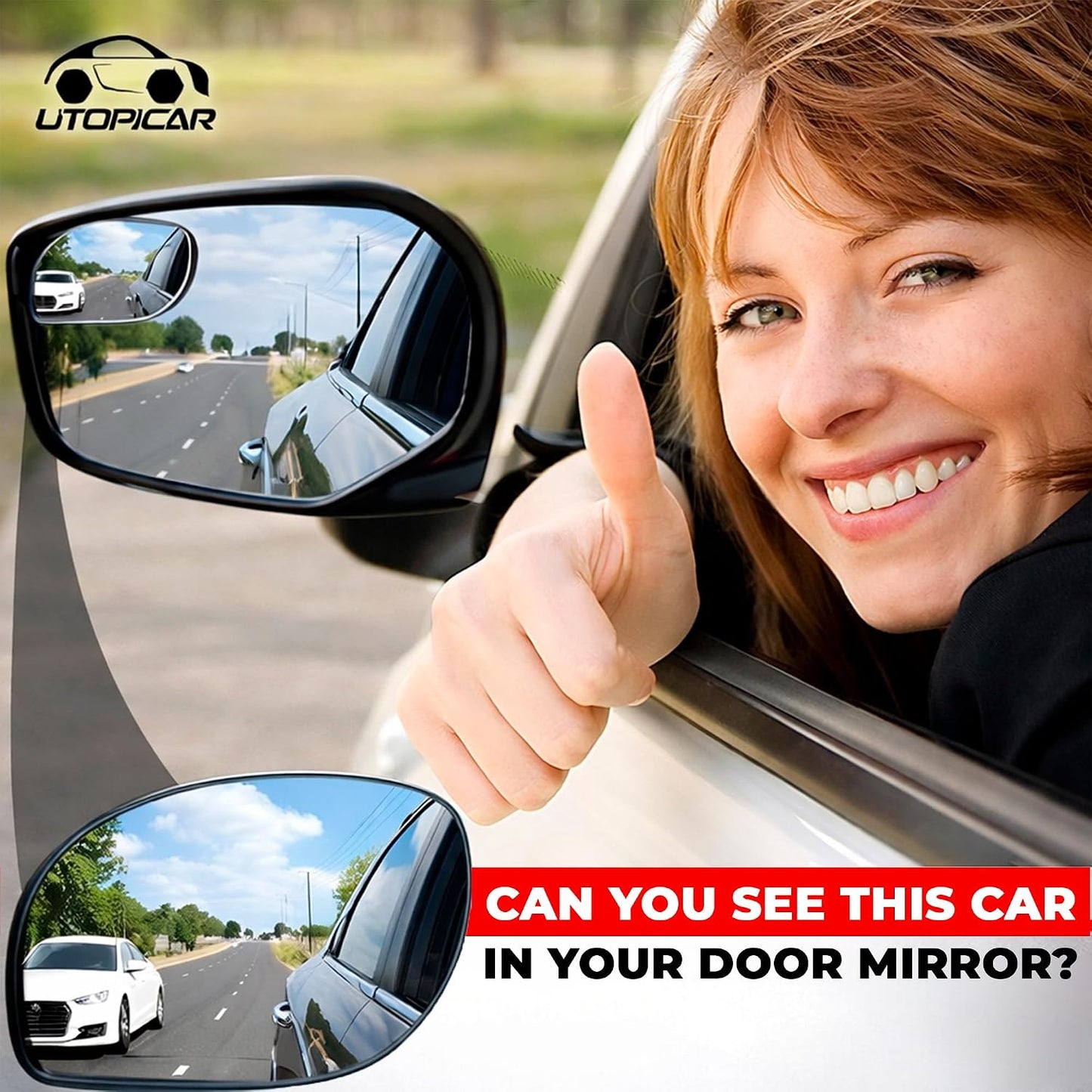 Blind Spot Convex Car Mirror - Rearview Accessories for Car Interior - Automotive Blindspot Mirrors for Larger Image and Improved Traffic Safety (2-Pack)