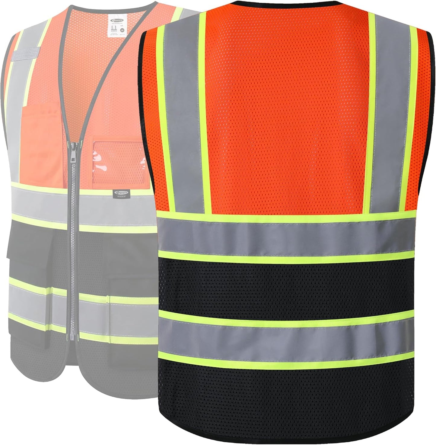 JKSafety Safety Vest for men women Hi Vis Reflective Vest with Pockets and Zipper High Visibility Meet ANSI Standard（BX320