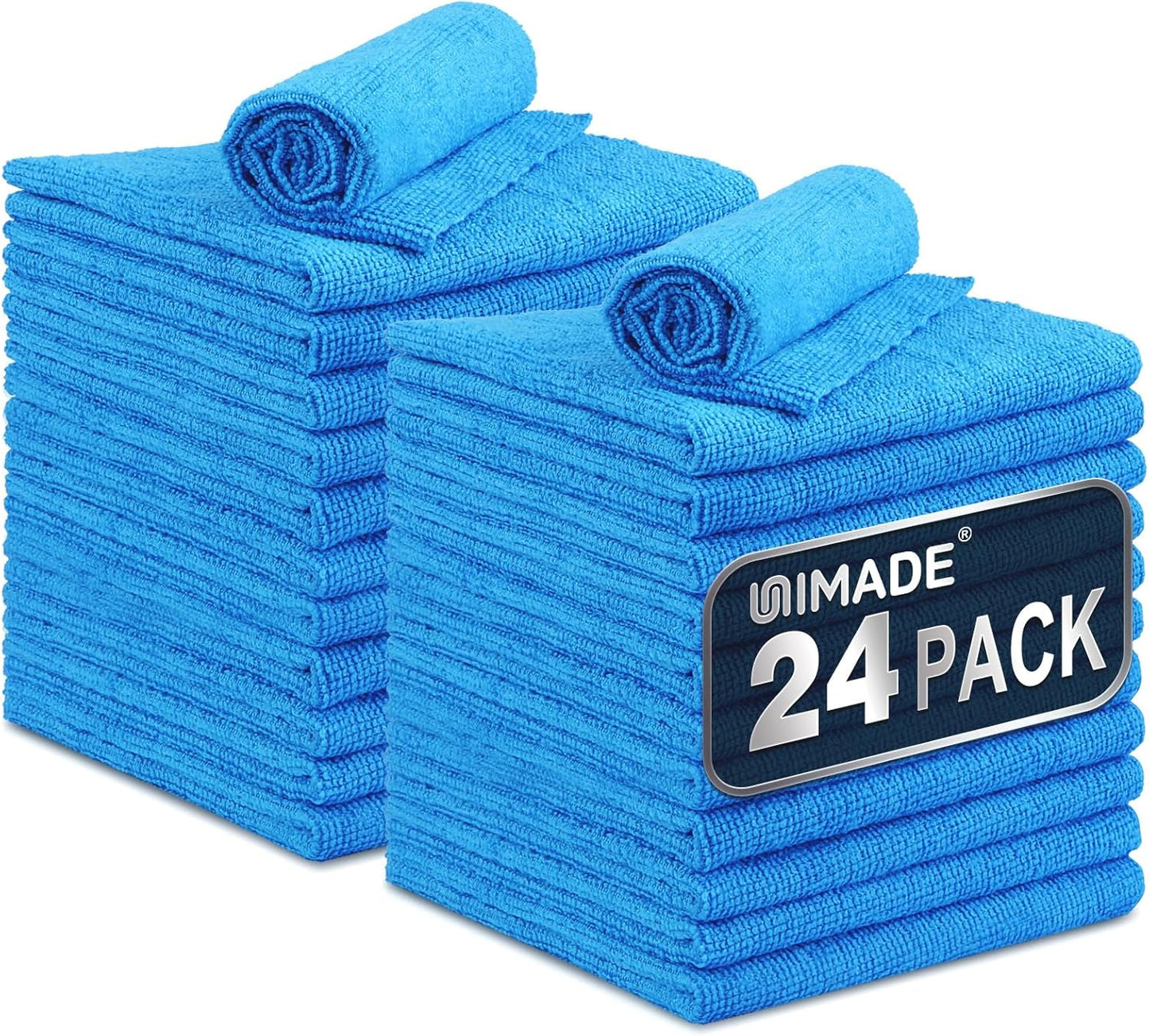 UNIMADE Microfiber Cleaning Cloth, 100 Pack Microfiber Towels for Cars Commercial Grade Work Rags Bulk Detailing Cloth for Automotive Bar Mechanic Restaurant Garage Housekeeping, 11.5"x 11.5", Grey