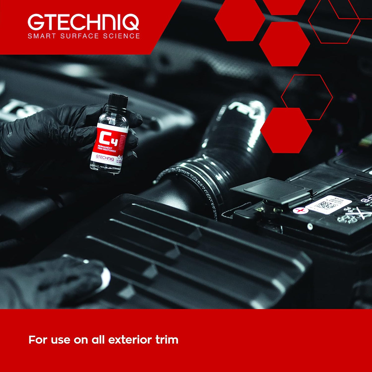 Gtechniq C4 Permanent Trim Restorer 15ml - Revitalize Tired, Faded, Discoloured Car and Vehicle Trim - Premium Weather Protection, UV Resistant, Leaves No Unattractive Gloss - 2 Year Durability