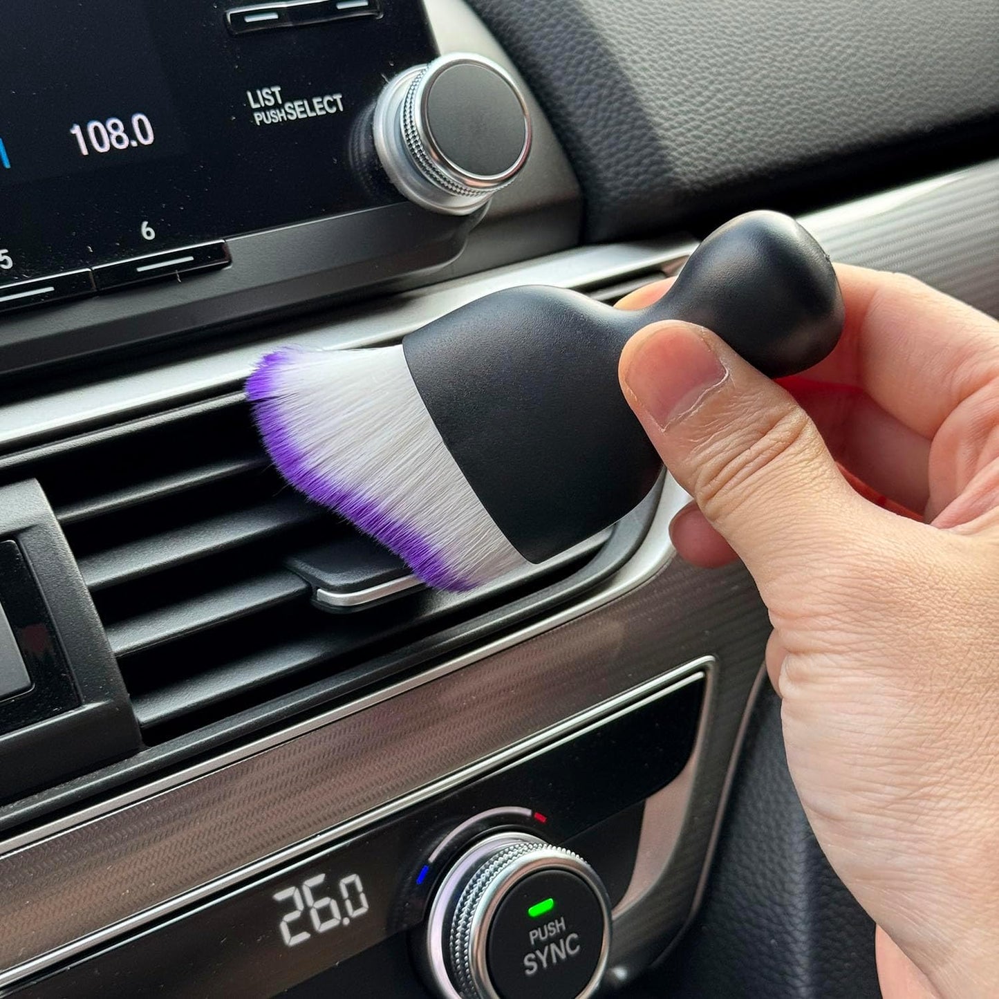 Car Detailing Brush, Soft Bristle Cleaning Brush, Scratch-Free Auto Duster Tool for Dashboard, Air Vents, Leather & Interior Cleaning (Black&Brown)