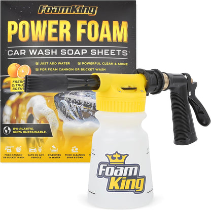 Foam King Car Wash Foam Gun, Foam Cannon for Hose Garden - The King of Suds - Ultimate Scratch Free Cleaning Car Soap Sprayer - Snow Foaming Blaster Fits all Garden Hose