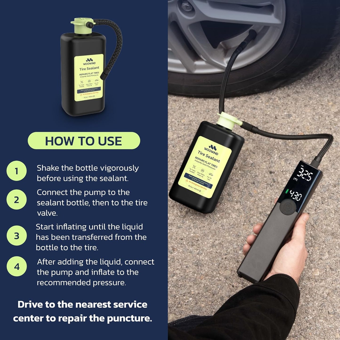 Ventus Pro Tire Inflator Portable Air Compressor, 3X Faster, 150PSI Air Pump for Car Tires, Tire Pump, with 12V DC Cord for Trucks & Off-Road Tires, Auto Shut Off-by Woowind