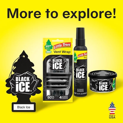 LITTLE TREES Car Air Freshener | Spray Provides a Long-Lasting Scent for Auto or Home | On-the-go Freshness | Black Ice, 6 Air Fresheners