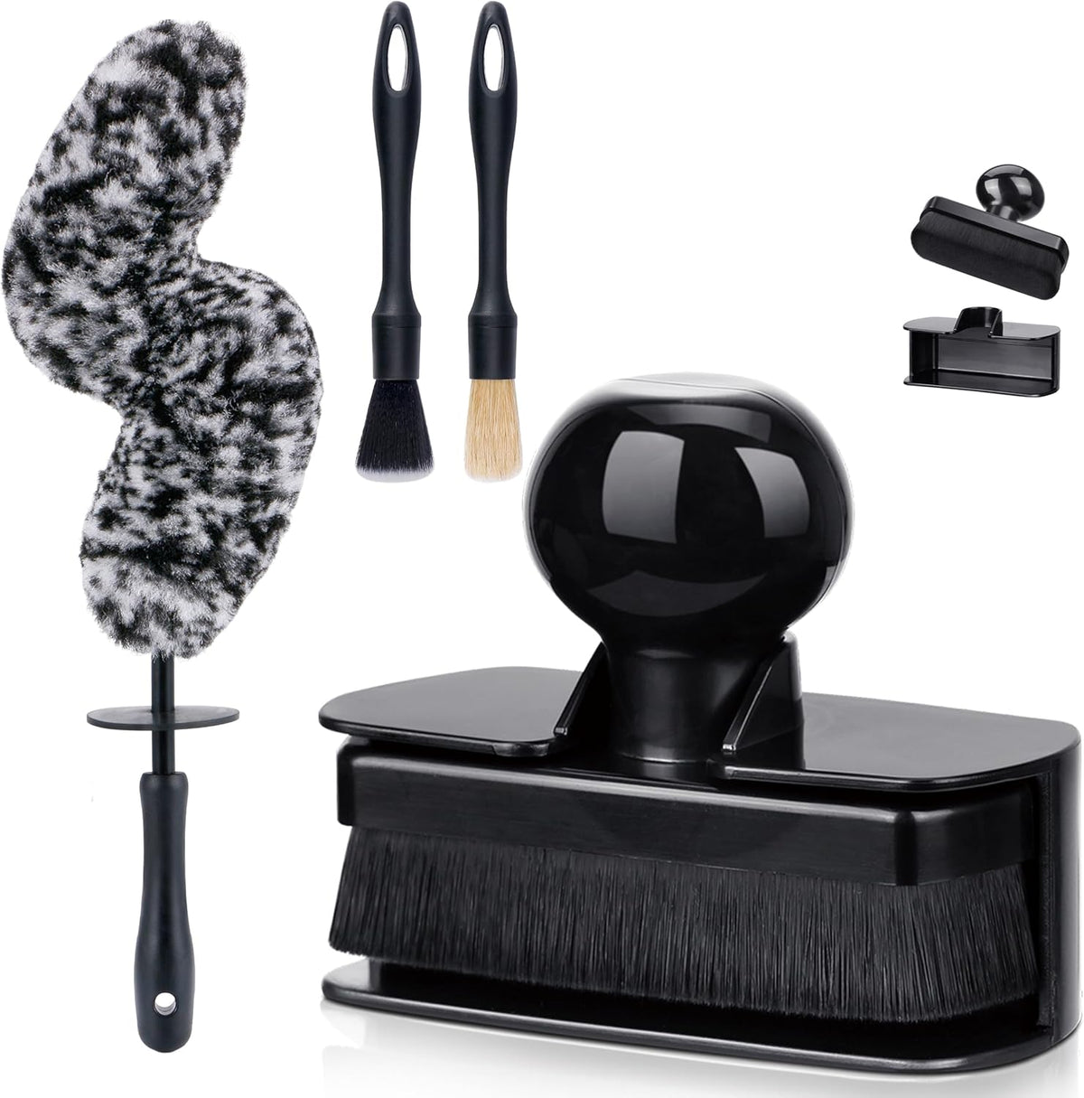 BABYSHEEP Car Tire Shine Applicator,Large Vegan Tire Shine Brush - Automotive Tire Dressing Applicator Brush with Storage Stand for Tire Detailing & Car Wash Kit, Black, 3.6 Inch Length (Black)