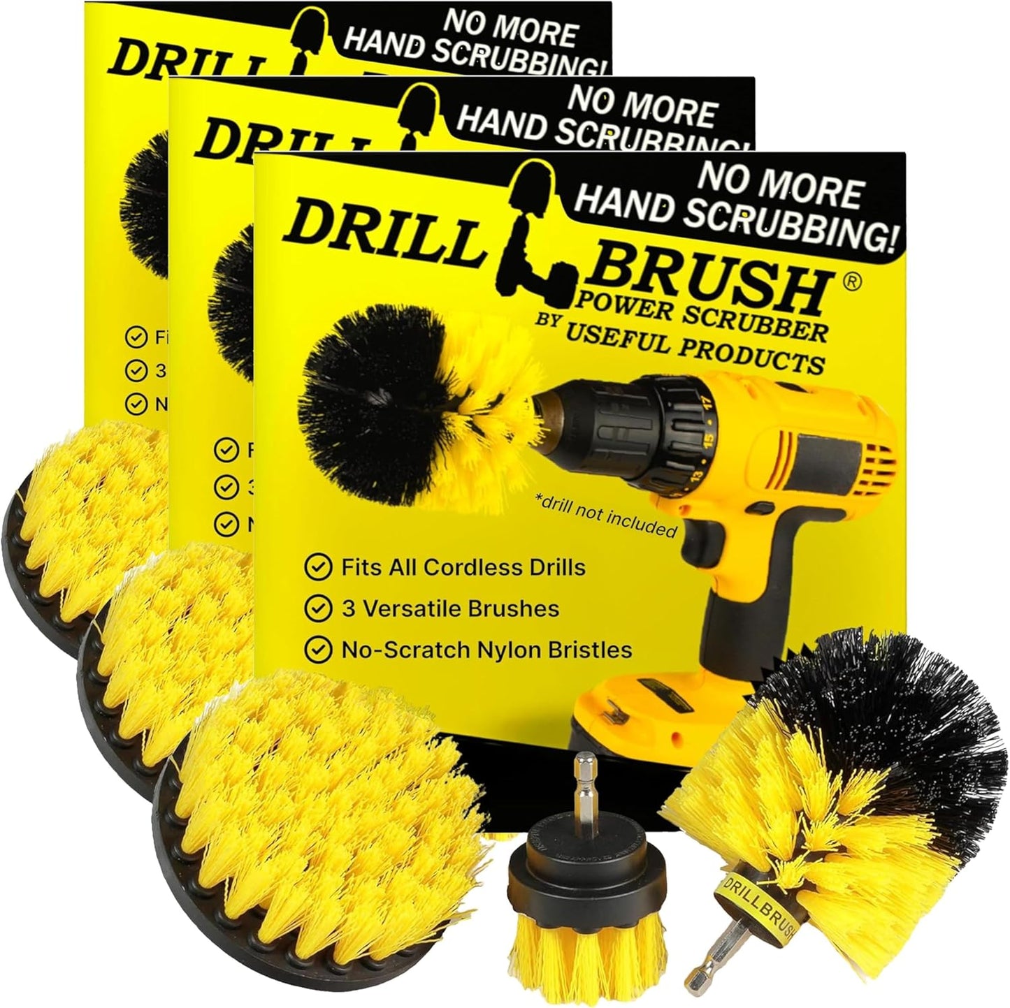 Drillbrush Car Detailing Kit | Drill Brush Set – Soft Bristle Power Scrubber Attachments for Cleaning Car Interior, Upholstery, Carpet, Seats, Wheels, Rims, Dash, Console, and Trim - Nylon Scrub Brush