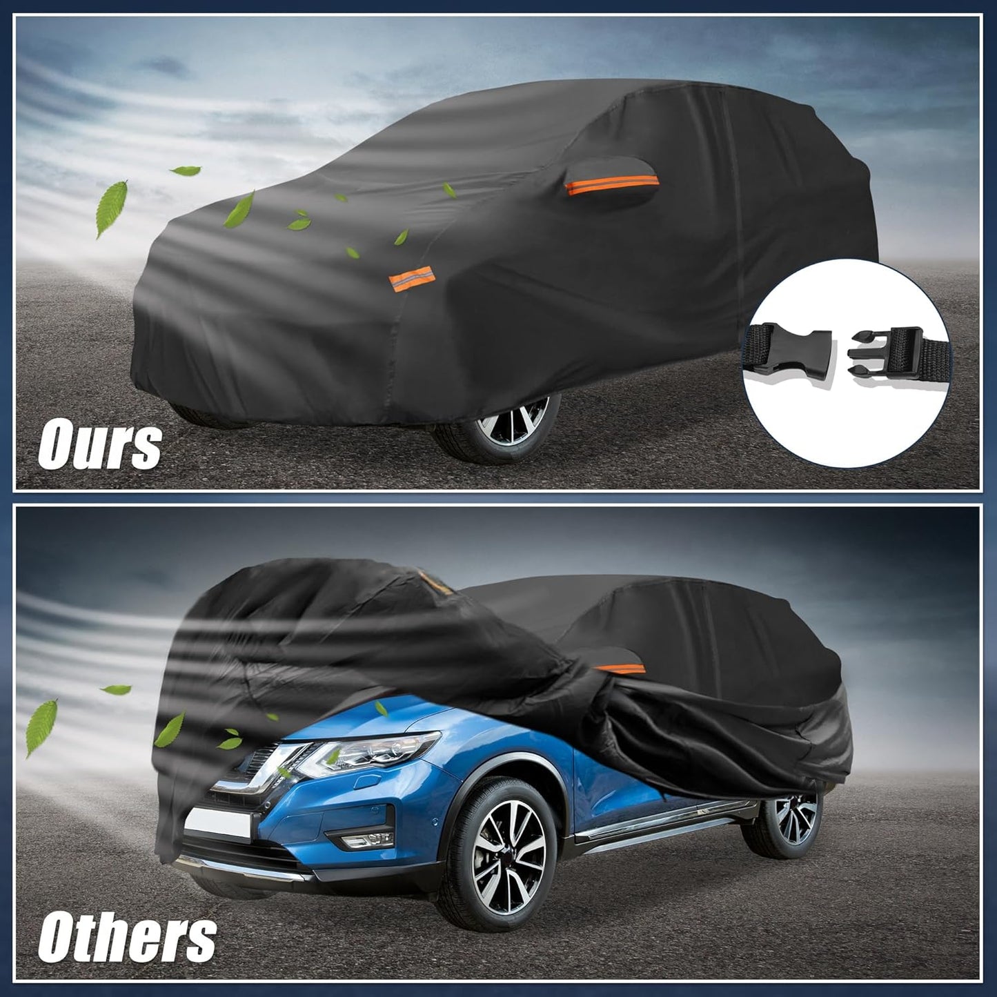 X AUTOHAUX Car Cover for Honda Civic Sedan/Coupe 210D-PU Outdoor Full Car Cover All Weather with Door Zipper for Waterproof Windproof Sun Rain Snow Protection