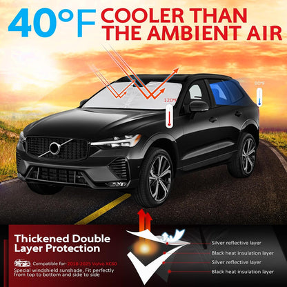 KAYZT Windshield Sun Shade for 2019-2025 2026 Chevy Silverado 1500 /GMC Sierra 1500 2500HD 3500HD Foldable Sunshade Front Window Custom Fit Car Accessories - Colors A