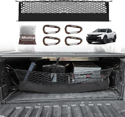 Muslogy Truck Bed Cargo Net Trunk Netting Compatible with 2023-2025 2026 Honda CR-V Accessories, Pickup Cargo Organizer SUV Sedan Storage Net w/Heavy Duty Carabiners - Colors B