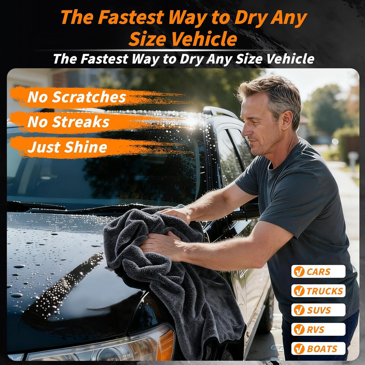 6PCS Microfiber Towels for Cars 36x25 Inch Microfiber Cleaning Cloths Bulk Soft Car Detailng Towel Cloths 450 GSM Detailing Buffing Quick Drying Towel Polishing Waxing Auto Detailing Towel Cloth