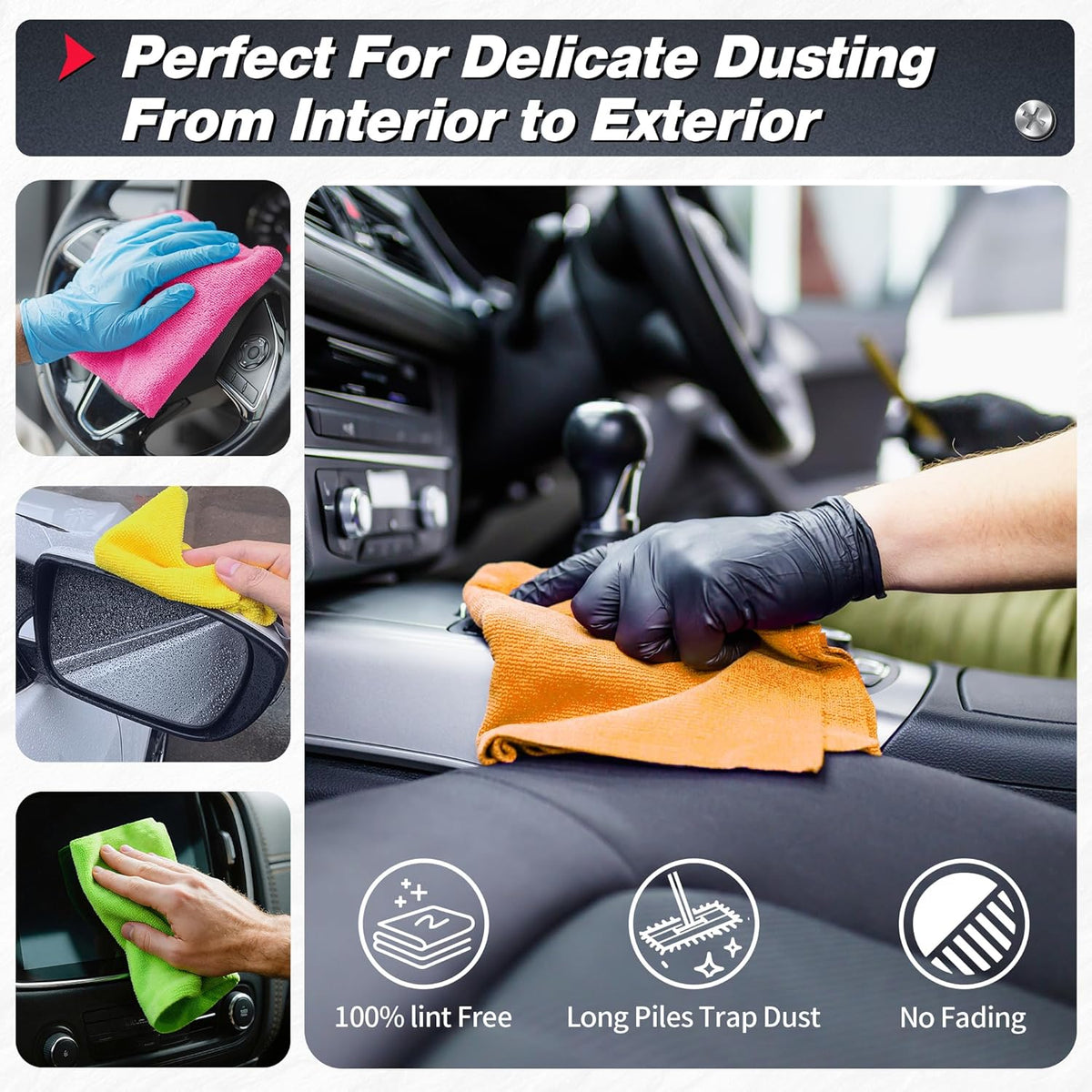 FIXSMITH Shop Towels, Pack of 200, Grey Microfiber Cleaning Cloth Bulk, Microfiber Towels for Cars, All-Purpose Absorbent Cleaning Rags, Dust Cloth for Automotive, Mechanic, Garage, 11.5 x 11.5 inch