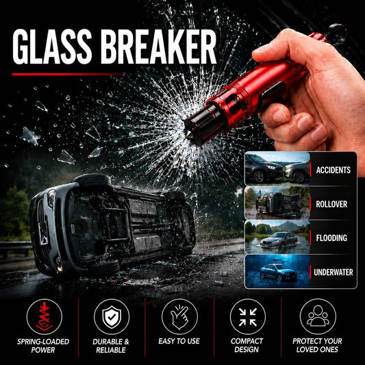 PNRNYC 3 Pack 2026 Upgraded Car Emergency Escape Tool – Window Breaker & Seatbelt Cutter, Spring-Loaded Glass Breaker for Instant Escape from Car Accident, Fire, Flood & Rollover Survival Kit