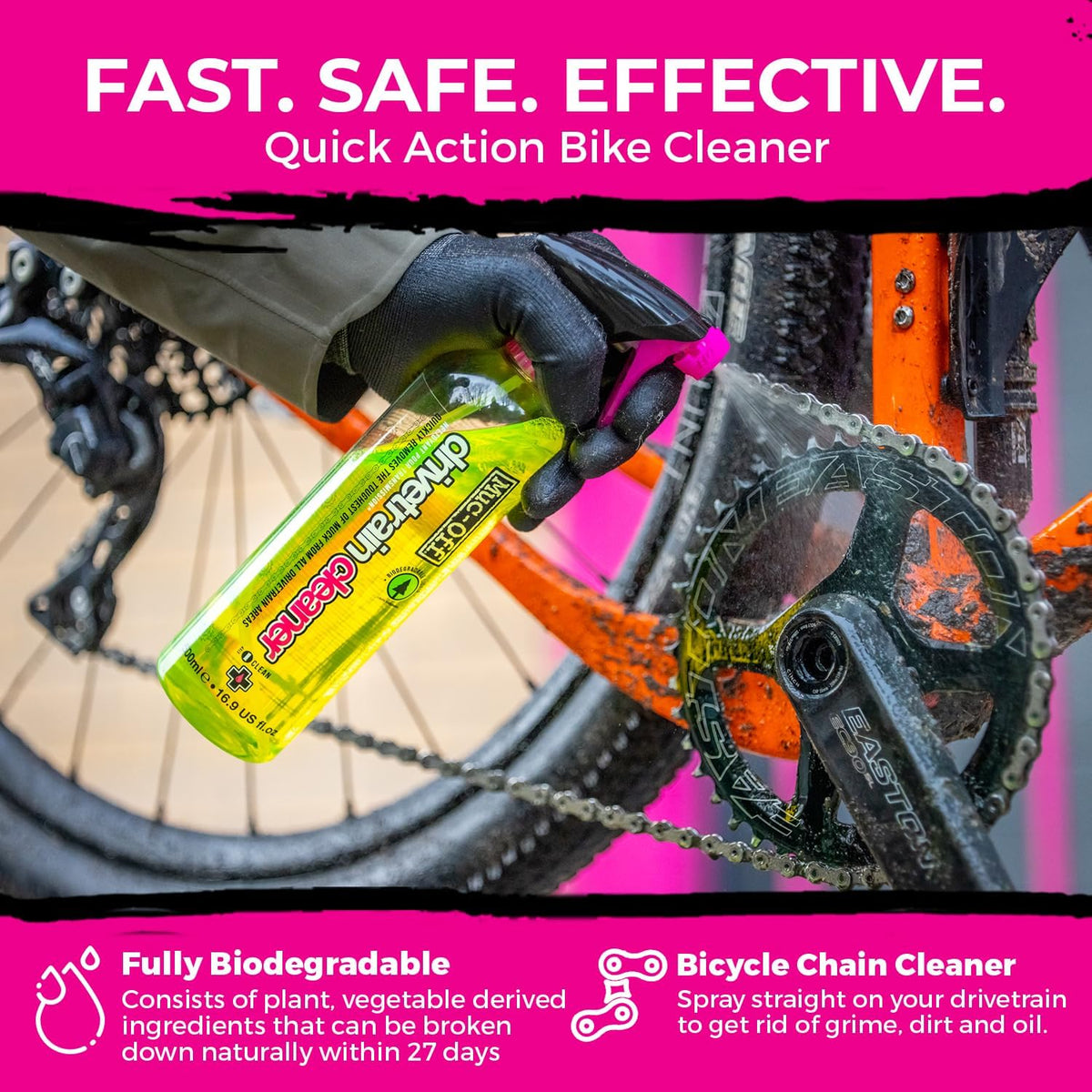 Muc-Off High Performance Waterless Bike Wash 750ml (Pack of 1) | Spray & Wipe Bike Cleaner | No Water Needed | Safe on Carbon Fibre | Cleans & Polishes with a Streak-Free Finish
