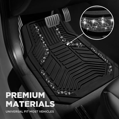 PIC AUTO Heavy Duty Rubber Floor Mats, Purple Aluminum Film Car Mats Set, Front and Rear Car Mats with Anti-Slip Backing, All Weather Protection, Trim-to-Fit for Automotive SUV, Sedan, Van