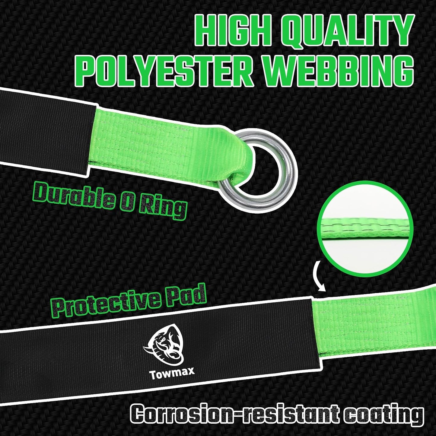 4 Pack Car Tie Down Straps for Trailers - 2" x 8' Heavy Duty Tire Straps with Snap Hooks - 10,000lbs Break Strength, Adjustable Lasso Style Wheel Straps for Hauling Cars, Truck, UTV(Green)