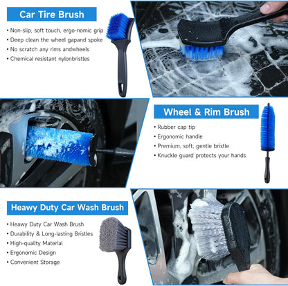 36Pcs Car Detailing Kit, Car Detailing Brush Set, Car Cleaning Kit, Auto Detailing Tools for Interior Exterior Wheels, Professional Car Wash Accessories with Windshield Cleaning Tool and Storage Box