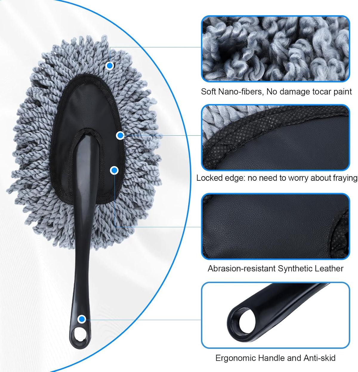 IPELY 3 Pack Large Microfiber Car Duster Exterior Scratch Free with Extendable, Car Duster Interior Multipurpose dust Cleaning