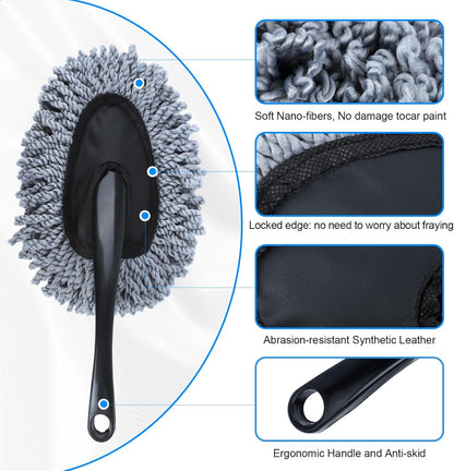 IPELY 3 Pack Large Microfiber Car Duster Exterior Scratch Free with Extendable, Car Duster Interior Multipurpose dust Cleaning
