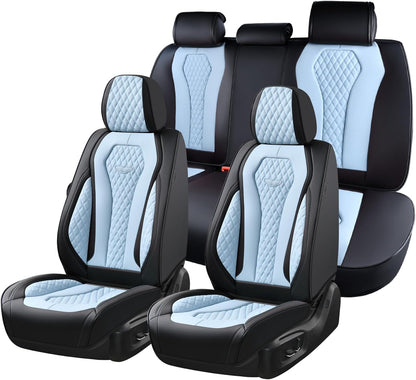 Coverado Seat Covers, Car Seat Covers Full Set, Black Car Seat Cover, Car Seat Covers Front Seats Back Seat Cover, Waterproof Car Seat Cushion, Leather Seat Covers Seat Protector Fit for Most Cars
