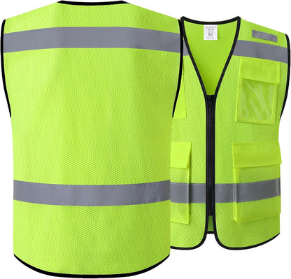 Safety Vest for Men Women Hi Vis Vest with Pockets Mesh High Visibility Vests Meets ANSI/ISEA Standards