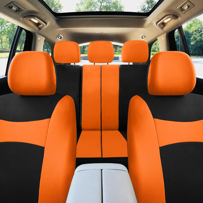 FH Group Full Set Cloth Car Seat Covers, Universal Fit Front and Split Bench Rear, Airbag Compatible, Washable for SUV, Sedan, Van - Black