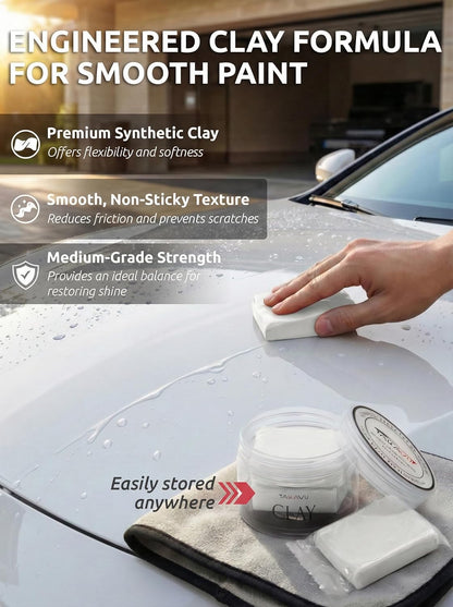 Car Clay Bars Auto Detailing 2 Pack 100g by TAKAVU, Premium Medium Grade Material, Auto Detailing Magic Clay Bar Cleaner for Cleaning Cars, RV, Boats and Bus (Red)