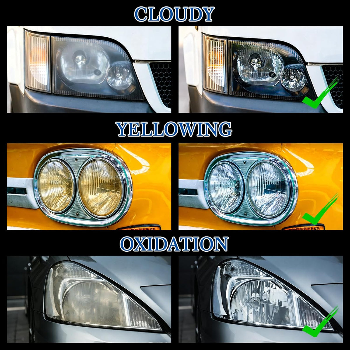 Headlight Restoration Kit -Yellowed Oxidized Foggy Headlight Repair Spray-On No Sanding Restoration Kit Headlight Cleaner & Restorer with Protective Coating for All Vehicles
