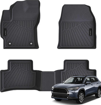 All Weather Floor Mat Fit for Toyota Corolla(Include Hybrid Exclude Hatchback) 2026 2025-2020 TPE Rubber Liners Corolla Accessories All Season Guard Odorless Anti-Slip Liner Black